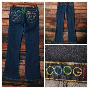 COOGI Jeans 7 8 Boot Cut Low Rise Rainbow Embroidered Denim Vintage Y2K READ
